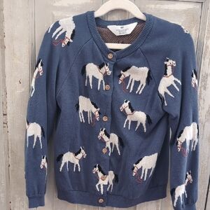NWOT H&M Blue Horse Pattern Cardigan